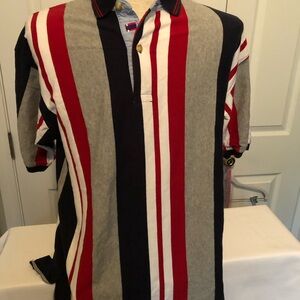 Bugle Boy Old School Polo Shirt Red and White Vertical Stripes
